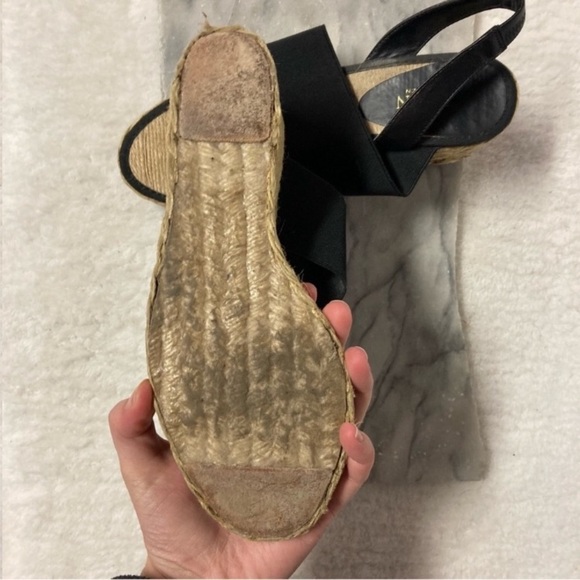 Ralph Lauren Espadrilles Wedges Size 8.5 Stretchy Foot Band Leather Boho - Picture 9 of 10